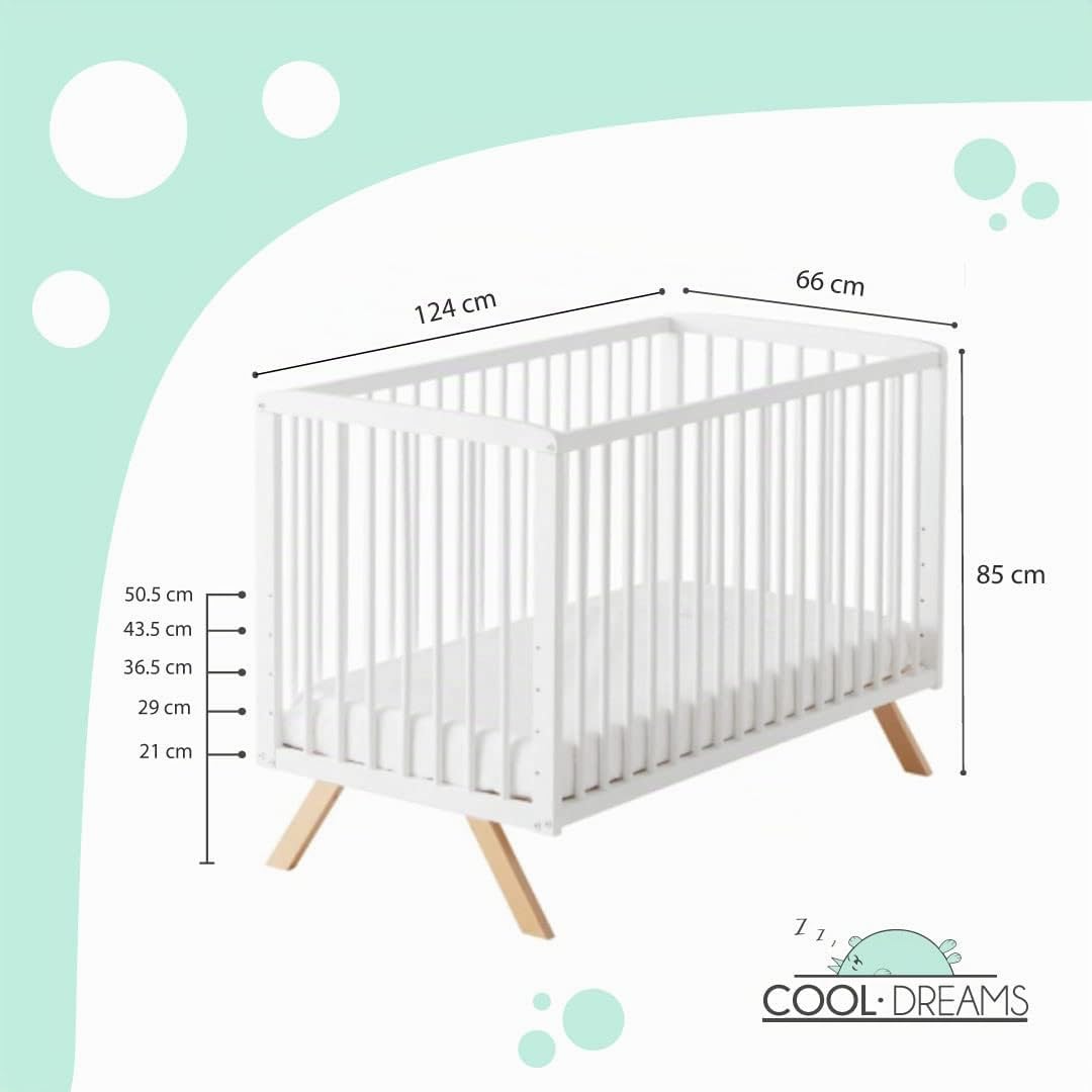 Cuna Gemelar Colecho 60x120 cm. Uso Desde el Nacimiento | Nuru CoolDreams | Estilo nórdico infantil. Apta para gemelos hasta 3 años. Kit colecho incluido, 2 unidades completas.