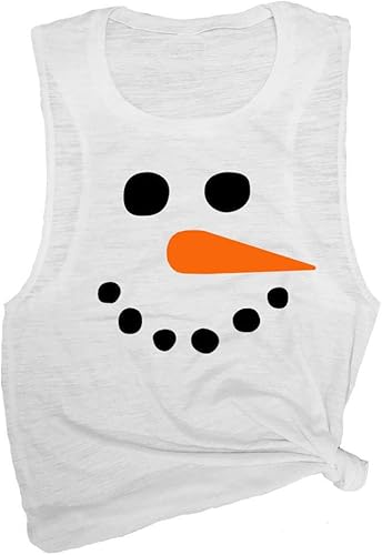 Snow Man Face Merry Christmas Muscle Tee