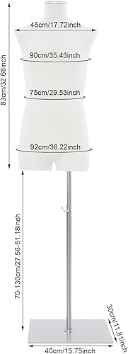 Miniatura 4 de Maniquí masculino con forma de cuerpo de maniquí, 27.5 a 51 pulgadas de altura ajustable de media longitud, modelo de ropa para exhibición de