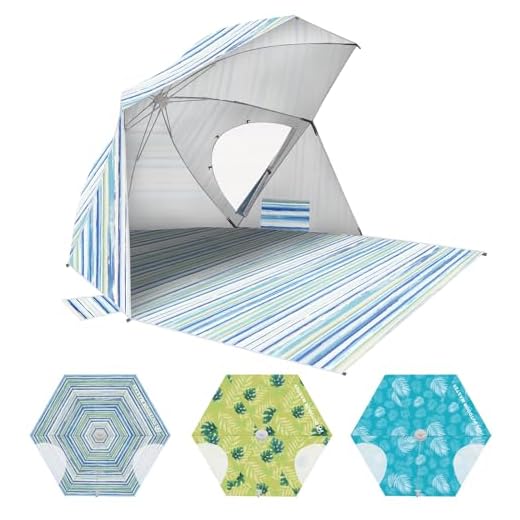Best small easy to transport beach umbrella OutdoorMaster Pop Up Beach Umbrella