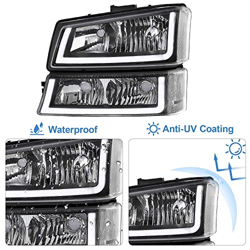 Bincmay Led Drl Headlight Assembly Fit For 2003 2004 2005 2006 03 04 05 06 Chevy Silverado/Avalanche 1500 1500Hd 2500 2500Hd 3500/07 Classic, Not Fit For Cladding Body, Left And Right Side #TOP5