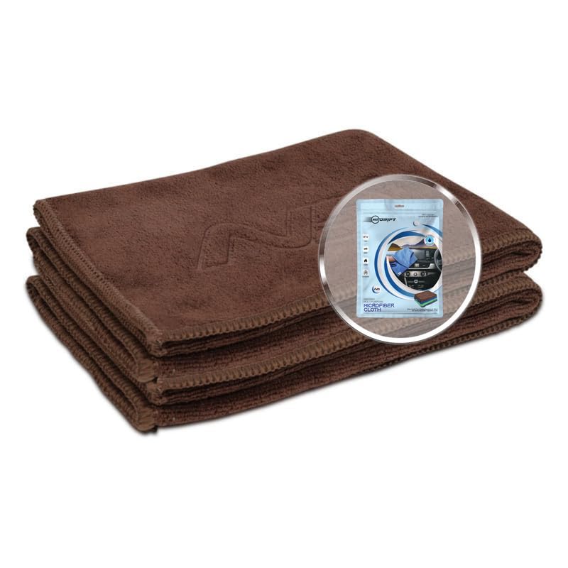 Image of Neodrift '400 GSM' Microfiber Cloth (Size - 40X40 Cm)(Set of 2 PC)(Colour - Coffee)(Ultra Soft Cleaning Cloth for Car, Bike - Polishing, Detailing, Highly Absorbent)