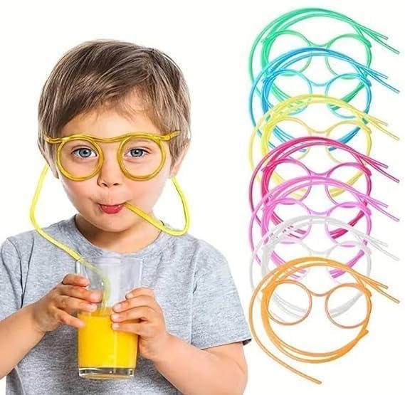 GIRLYZ Attire Funny Crazy Silly Straws for Kids/Goggle Shape Drinking Eye Glasses/Return Gift for Kids Birthday Party-(Multi Color) (( Pack of 1 ))-image-11