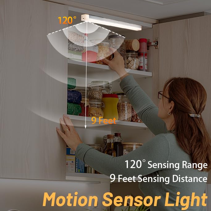 YLUIQDZL 6 Pack Under Cabinet Light,Motion Sensor LED Lights with Magnetic 8 inch，Rechargeable Indoor Wireless Closet Lights for Stairs Cabinet,Kitchen - image 3