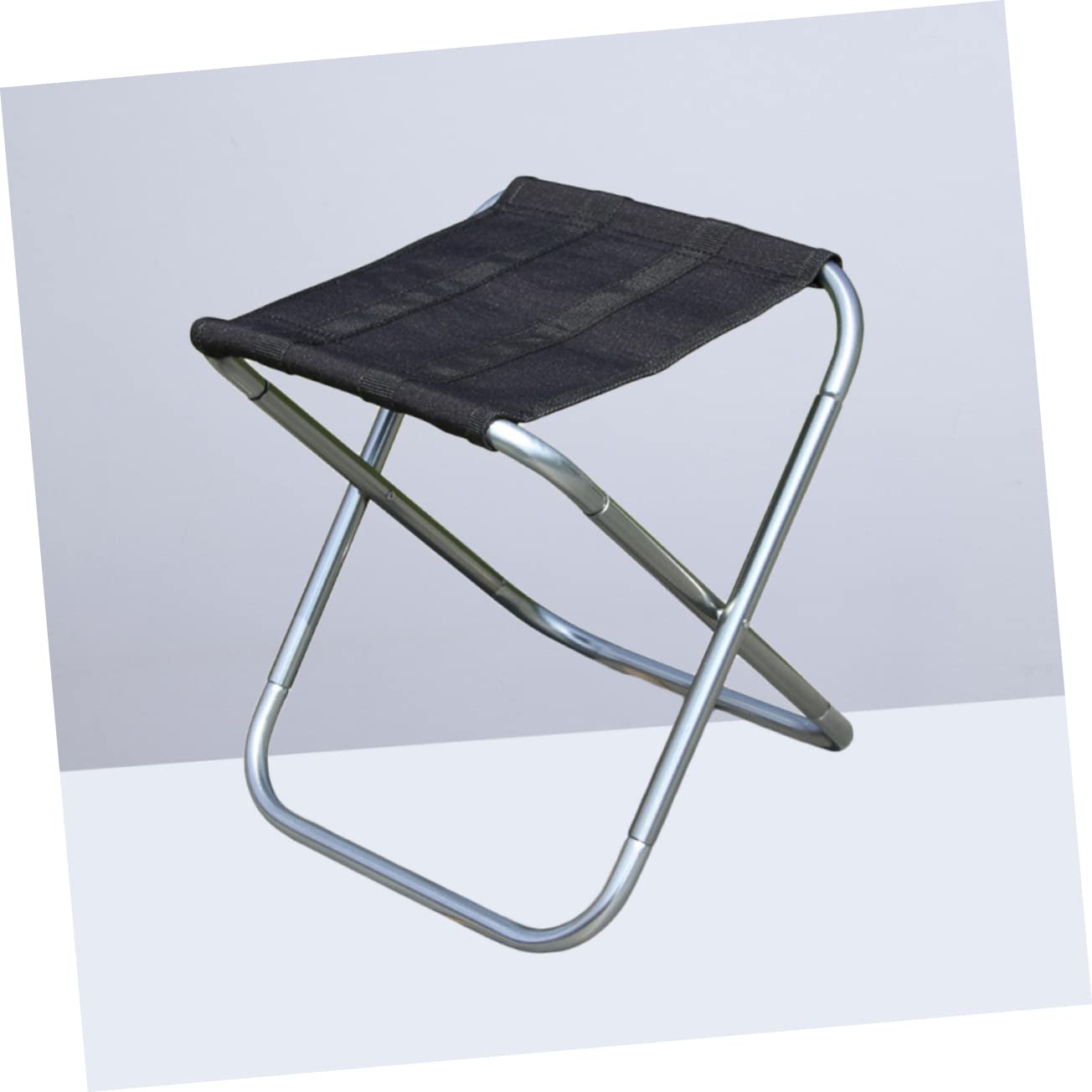 JOINPAYA Outdoor Folding Stool Lightweight Portable Collapsible Chair for Camping Fishing and Beach Activities Black Silver for Travel and Outdoor Fun