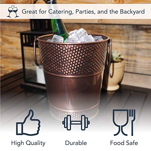 Brekx Berkshire Copper Finish Galvanized Wine Bucket, Rust-Resistant And Leak-Proof Ice And Drink Holder With Handles, 5 Quarts #TOP3