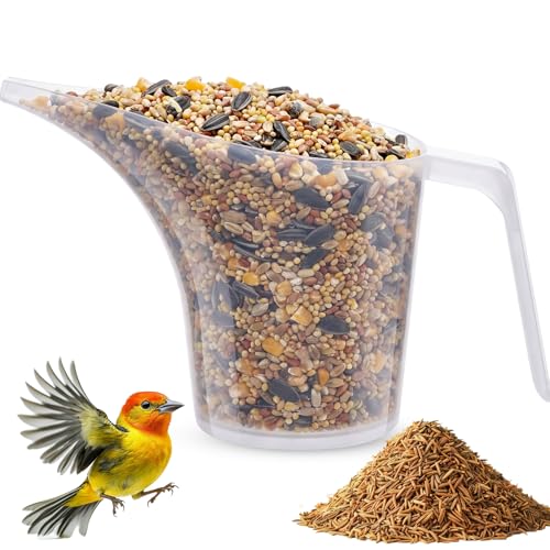 Ashmacdo 4 Cup Bird Seed Scoop Pet Food Scoop Large Feed Scoop for Livestock Suitable Narrow Spout for Small Animal Food Tube Feeders Ease in Filling Bird Feeders (4 Cup)