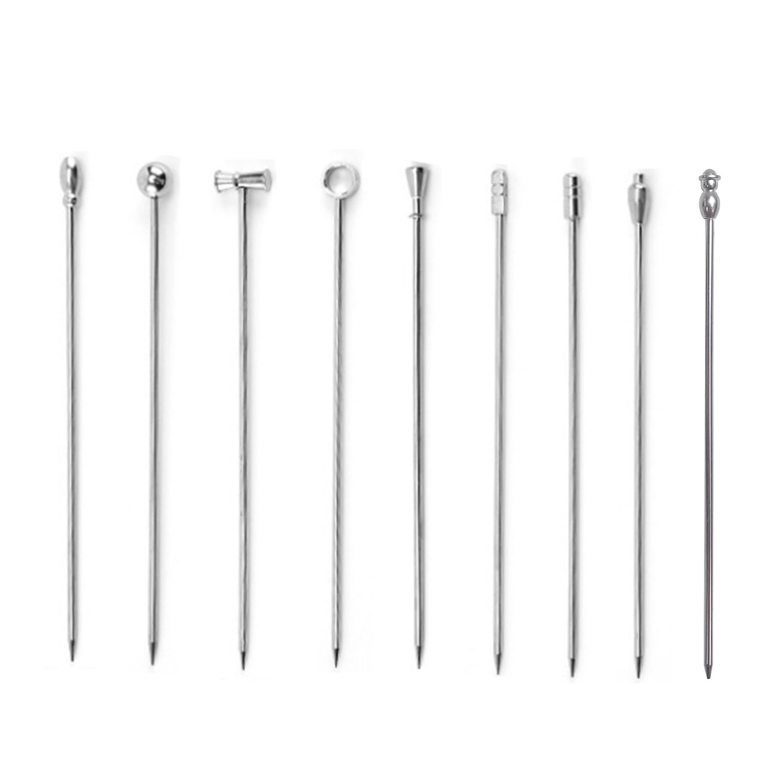 Jazuaiao Of 9 Sturdy 304 Stainless Steel Fruit Skewers Wedding Cake Decoration Picks for Desserts and Drinks User Friendly Drink Stirrers