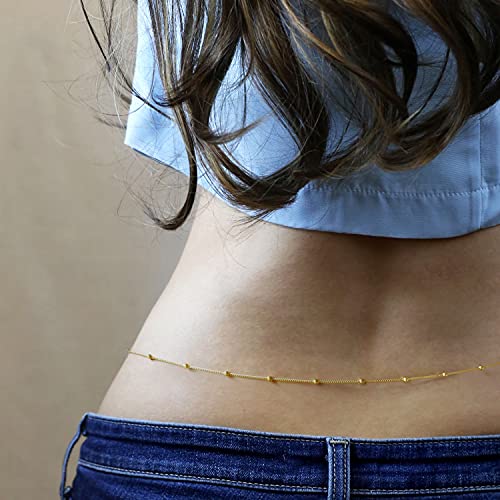 Image of PEARLADA Minimalist Beach Bikini Body Chain 18K Gold Pearl Adjustable Belly Chain Shell Pendants Fashion Handmade Jewelry for Women Sexy Waist Chain