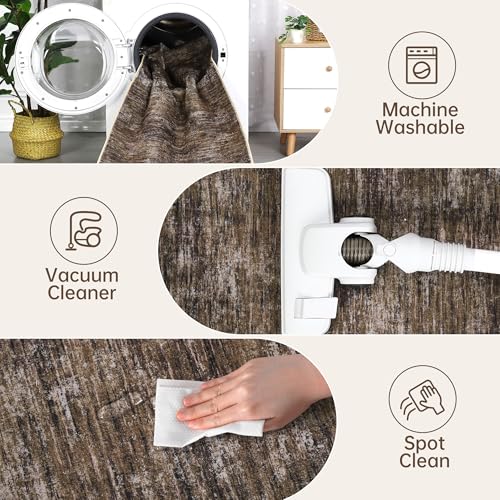 Tapete decorativo GarveeHome 9x12 lavable marrón miniatura 4