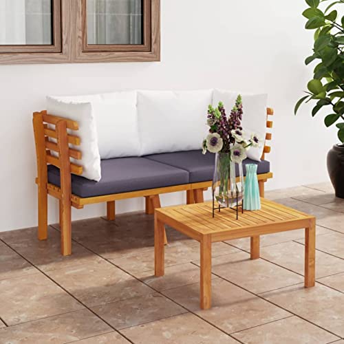 Xichuzi Sofá de jardín de 2 plazas con Cojines, Sofas Exteriores De Jardin, Sofas De Terraza, Muebles Terraza Exterior, Madera Maciza de Acacia
