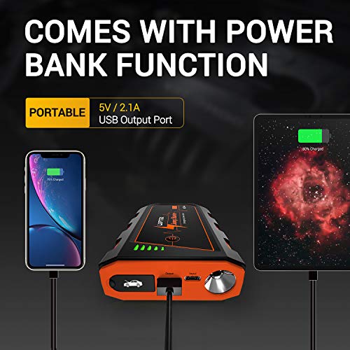 LOFTEK Car Battery Jump Starter (Up to 7.0L Gas or 5.5L Diesel Engine), 1000A Peak Portable Jump Box for Vehicle12V Power Pack Auto Battery Booster Car Starter with Built-in LED Light, Orange