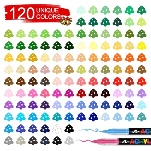 Image of Acrylic Paint Markers Brush Tip 120 Colors, Automatic Ink Control System, Premium Acrylic Paint Pens for Canvas, Rock Painting, Glass, Wood, Ceramic Surfaces, DIY Crafts (Includes Replacement Nibs)