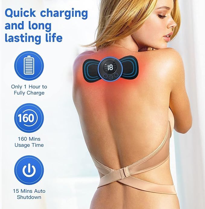 Harshlove Mini Butterfly TENS Massager - 8 Modes, 19 Levels Electric Rechargeable EMS Patch for Shoulder, Neck, Arms, Legs - Portable Pain Relief for Men and Women Harshlove Mini Butterfly TENS Massager - 8 Modes, 19 Levels Electric Rechargeable EMS Patch for Shoulder, Neck, Arms, Legs - Portable Pain Relief for Men and Women