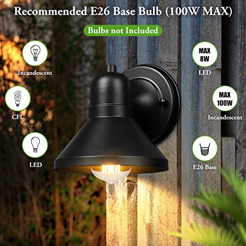 Brightever Outdoor Lanterns, 2-Pack Exterior Light Fixtures, Waterproof Anti-Rust Black Wall Mount Lights, Small E26 Socket Outside Lights for House, Front Porch, Playhouse, Garage by Brightever - Image 5