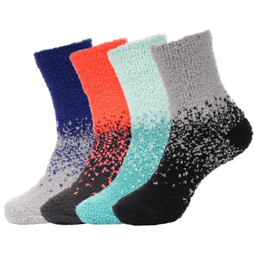 Image of BambooMN Women's Super Soft Fuzzy Socks, Polka Dot, Gradient, Snowflake, Featherlight Cuff - Assorted Colors