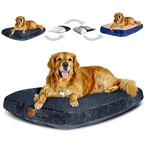Large Dog Bed with Blended Memory Foam, Two Removable Interchangeable Covers and Waterproof Liner...