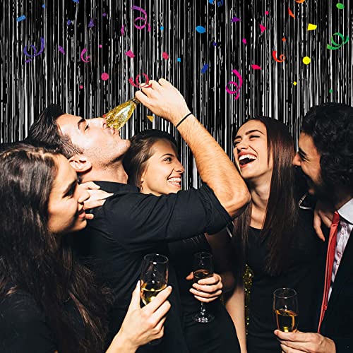 Tinsel Foil Fringe Curtains, 2 Packs Metallic Streamers Backdrop Aluminum Foil Stripe Curtain, 1 x 2m/ 3.3 x 6.6ft Photo Decoration Set for Wedding Birthday Baby Shower Halloween Christmas Party - Image 5