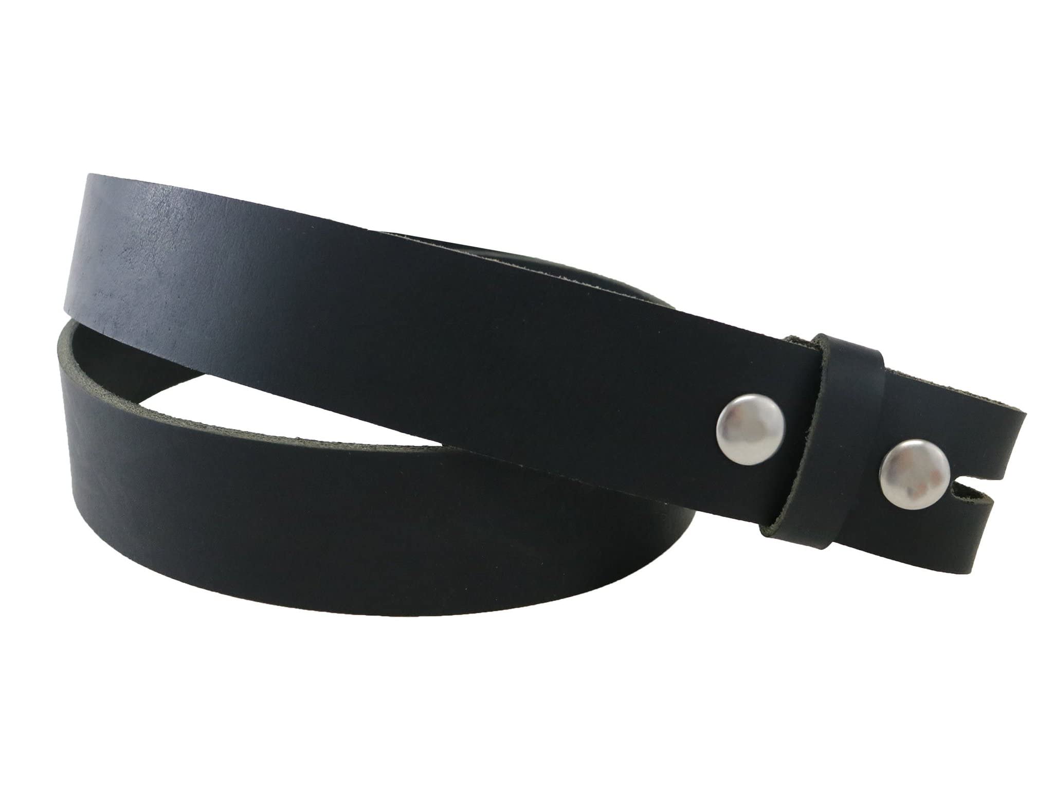 Stonestreet Leather Matte Black Belt Blank With Snaps, Buffalo Leather Belt Strip 50