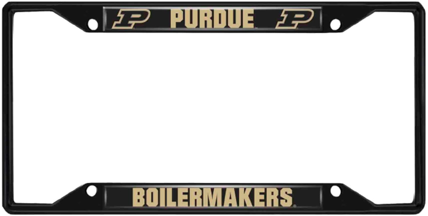 FANMATS 31279 Purdue Boilermakers Metal License Plate Frame Black Finish