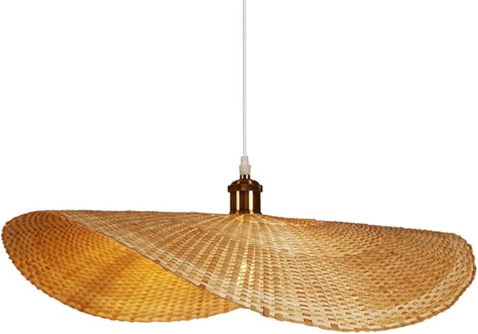 APLIK APLIK Enkele Laag DIY Lampenkap Handgemaakte Plafond Hangende Lamp Tropische Hanglamp Van Geweven Bamboe Woonkamer Indoor Plafondlamp Verlichtingsarmatuur Voor Keuken, Slaapkamer, Restaurant