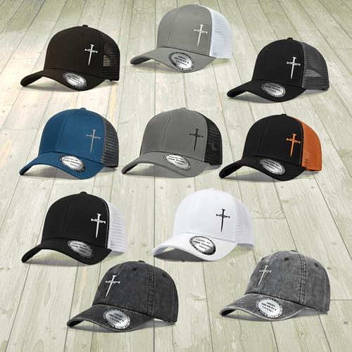 Image of Christian Hats for Men Women,Jesus 3 Nail Cross Hat Christian Religious Gifts for Birthday /Christmas,Black and Silver