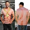 AYBUY Funny 3D Muscle T Shirt,Novelty Short Sleeve 3D Printed Casual Tops,Fake Muscle Streetwear,Abdominal Muscle and Gold Necklace Pattern Blouse Tops,Men Summer Crew Neck Fitness Tee, L #1