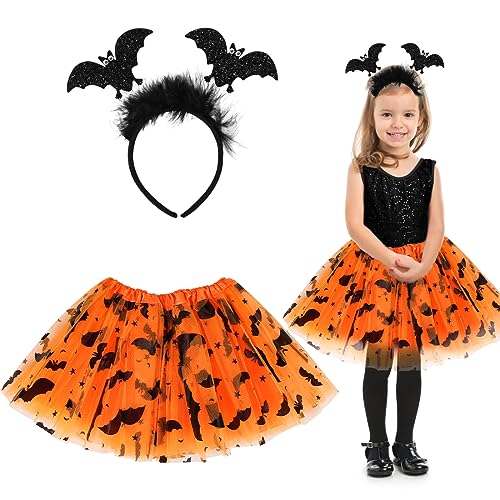 Aurasky Fantasia de bruxa para meninas, vestido com saia de tule, disfarces de carnaval, máscara, festa, cosplay e Halloween