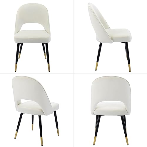 Miniatura 10 de DUOMAY Juego de 2 sillas de comedor modernas con respaldo abierto, silla tapizada de terciopelo sin brazos con marco de metal para cocina, comedor,