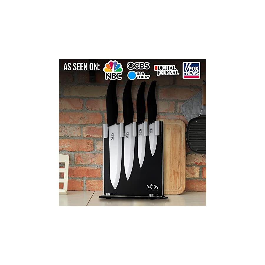 Vos-Ceramic-Knife-Set-with-Knife-Block-Holder-4-Piece-knives-Set-Chef-Knife-Utility-Knife-Paring-Knife-and-Multi-Purpose-Knife-Lightweight-Sharp-Knives-Elegant-Gift-Box-Black Vos Ceramic Knife Set, Ceramic Knives Set For Kitchen, Ceramic Kitchen Knives With Holder, Ceramic Paring Knife 3", 4", 5", 6" Inch Black