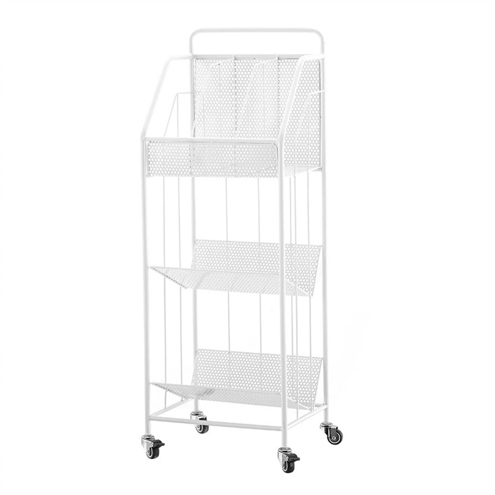 Jianjunchaling White Floor-Standing Metals Magazine Rack, Brochure Display Stand Storage Bookshelf, Easy To Move Easy To Assemble For Living Room For Office, Trade Show, Exhibitions(White)