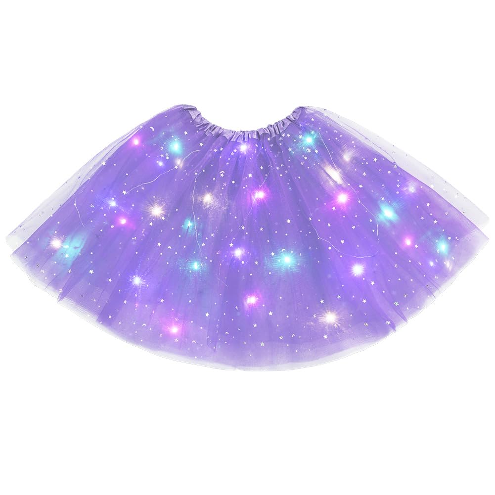URAQT Tüllrock Damen LED Tütü Erwachsene, Tutu Rock LED, Minirock Mit Lichter für Fasching Karneval Motto Party Ballett Tanzen Fancy Dress Halloween Kostüm, 40CM