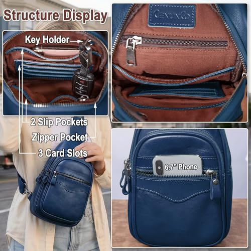 Image of Genuine Leather Sling Bag for Men and Women Crossbody Shoulder Bag Sling Backpack Chest Purse Carry on Casual Daypack | Genuine Leather