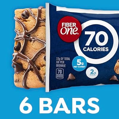 Fiber One 70 Calorie Brownies, Chocolate Chip Cookie, Snack Bars, 6 Bars, 5.34 oz