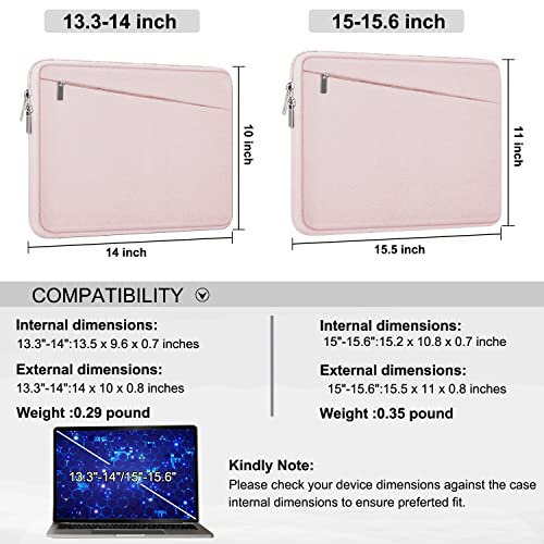 Image of 15.6 inch Laptop Sleeve Case, Durable Computer Carrying Bag Protective Case Briefcase Handbag with Front Pocket, Slim Laptop Cover for 15.6 Inch HP, Dell, Lenovo, Asus, Notebook, Pink