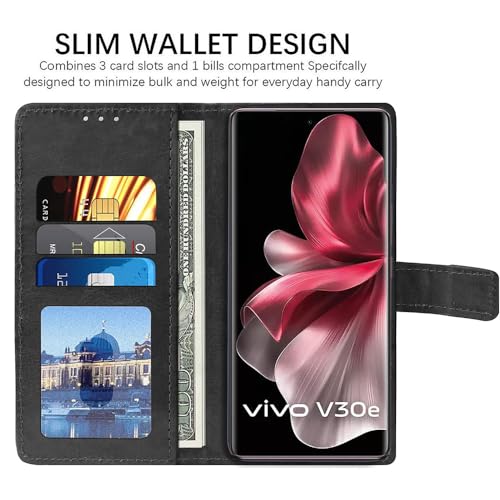 Image of Amazon Brand- Solimo Flip for Vivo V30e 5G (Leather Black)
