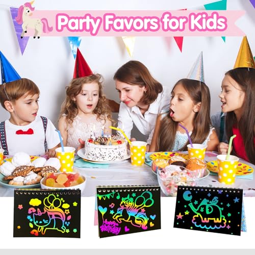 Image of ZMLM 24 Pack Rainbow Art Scratch Notebooks for Kids Birthday Party Favors