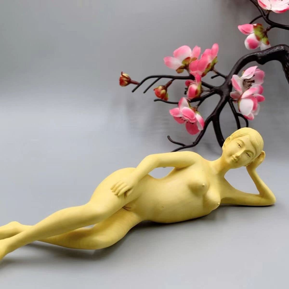 Amazon.co.jp: 美少女像 女神 木彫り裸婦像 女性像 木製彫刻