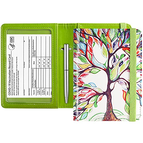 Acdream Passport And Vaccine Card Holder Combo, Cover Case With Cdc Vaccination Card Slot, Leather Travel Documents Organizer Protector, With Rfid Blocking, For Women And Men, Love Tree #TOP22