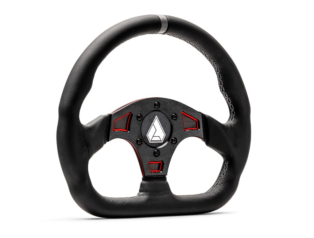 A Assault Industries Ballistic D V2 Steering Wheel-RD, Leather, Universal Fit, Billet Aluminum Center Plate