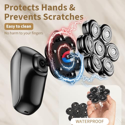 Image of SHPAVVER Head Shavers for Bald Men: 5-in-1 Electric Razor - IPX7 Waterproof Shaving Grooming Kit for Balder - Turbo Speed & Precision Blades (Gray Black)