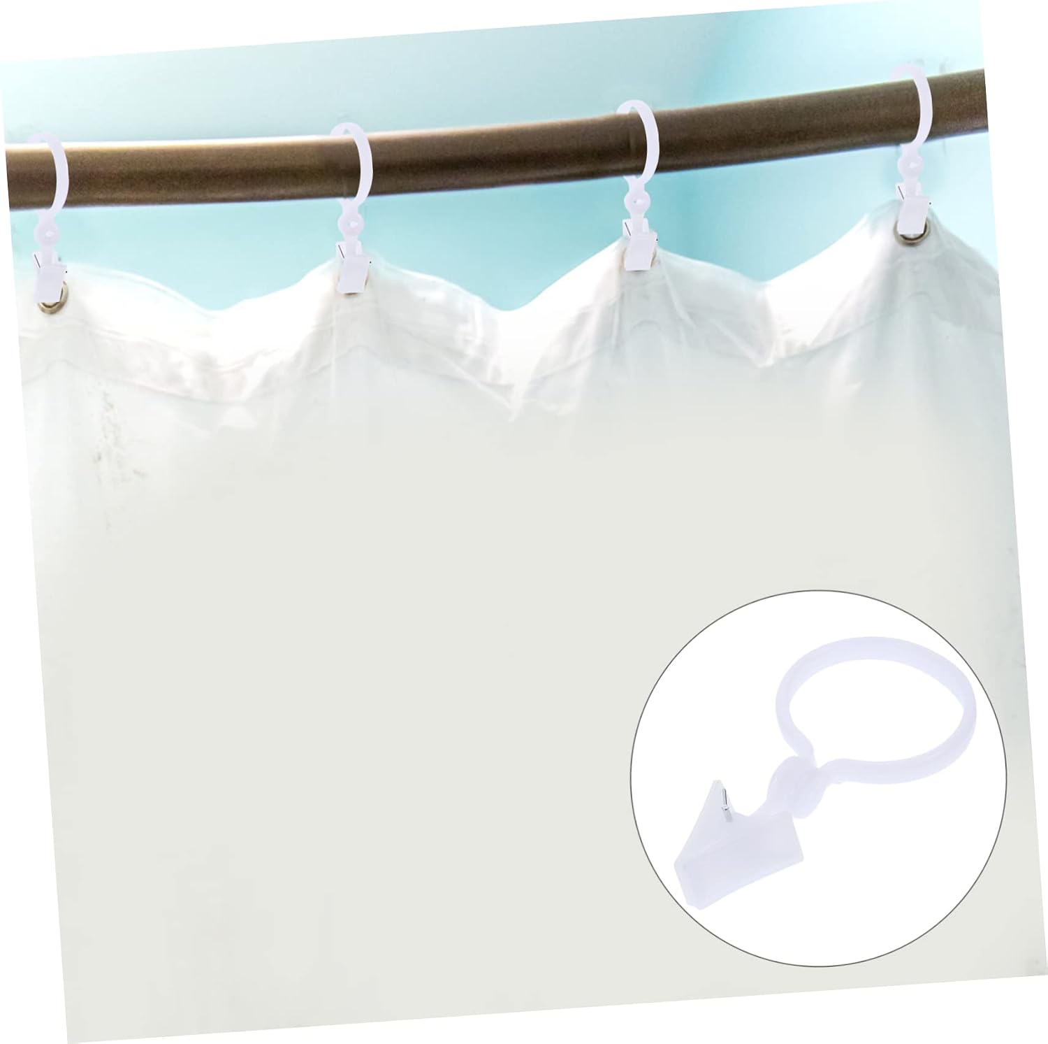 80pcs Curtain Rings with Clips Easy Installation Drapery Hangers Smooth Surface Shower Curtain Hooks Lightweight and Practical for Home Decor