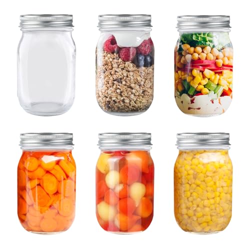 Zosenyer Glass Jars, Set of 6 Glass Jars with Lids, Yogurt Jars Perfect for Storing Jam, Honey, Biscuits, Juices (500 ml)