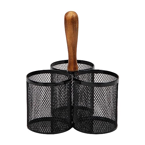 Mind Reader Soporte para utensilios, organizador de cubiertos, organizador de cubiertos, cocina, malla metálica, 7.5 pulgadas de largo x 7.5 pulgadas de ancho x 9.75 pulgadas de alto, color negro