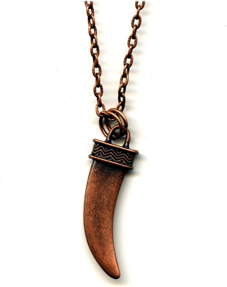 Copper Tone Metal Claw Tusk Pendant on 20 Inch Chain Necklace