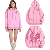 Palm Puff Hoodie for Teen Girls Cute Graphic Pink Y2K Hoodie Preppy Clothes Sweatshirt Drawstring Tops With Pockets (US, Alpha, Small, Regular, Regular, Pink+r)