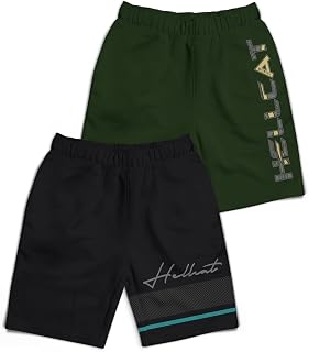 HELLCAT Pack of 2 Trendy Typographic Printed Mid Rise Shorts for Boys Price In India