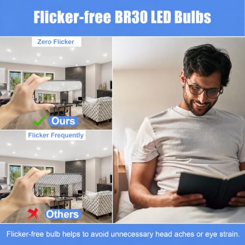 BR30 LED Flood Light Bulbs 65W Equivalent Dimmable E26 5000K Daylight - image 6