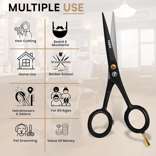 5” Professional Beard Mustache Scissors with 1 Beard Comb, 1 Mustache Comb and Travel Pouch - Perfect Beard Trimming Scissors for All Facial Hair Scissors - Grooming Scissors - Image 5