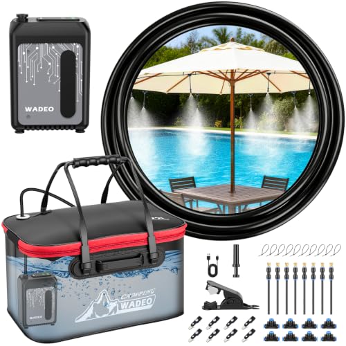 Image of Portable Misting Systems for Patio, Outdoor Water Cooling Misting Kit with 6000mAh Water Pump IPX8, DIY Misters for Outside Garden, Greenhouse, Fan, Umbrella, Canopy, Pasture, Camping(22L Bucket)